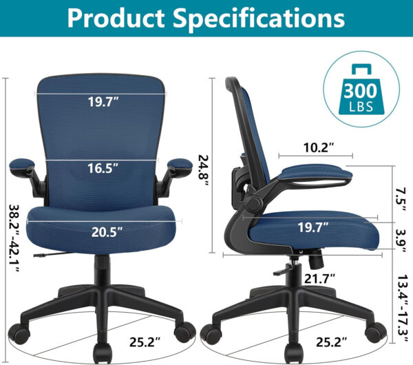 FelixKing Office Chair, Ergonomic Desk Chair Breathable Mesh Chairs with Adjustable High Back Lumbar Support Flip-up Armrests, Executive Swivel Comfy Task Computer Chairs for Home Office Black