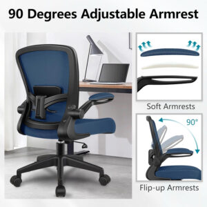 FelixKing Office Chair, Ergonomic Desk Chair Breathable Mesh Chairs with Adjustable High Back Lumbar Support Flip-up Armrests, Executive Swivel Comfy Task Computer Chairs for Home Office Black