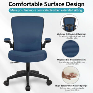 FelixKing Office Chair, Ergonomic Desk Chair Breathable Mesh Chairs with Adjustable High Back Lumbar Support Flip-up Armrests, Executive Swivel Comfy Task Computer Chairs for Home Office Black