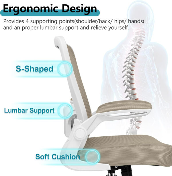 FelixKing Office Chair, Ergonomic Desk Chair Breathable Mesh Chairs with Adjustable High Back Lumbar Support Flip-up Armrests, Executive Swivel Comfy Task Computer Chairs for Home Office Black