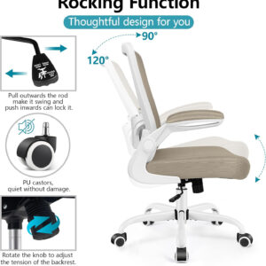 FelixKing Office Chair, Ergonomic Desk Chair Breathable Mesh Chairs with Adjustable High Back Lumbar Support Flip-up Armrests, Executive Swivel Comfy Task Computer Chairs for Home Office Black