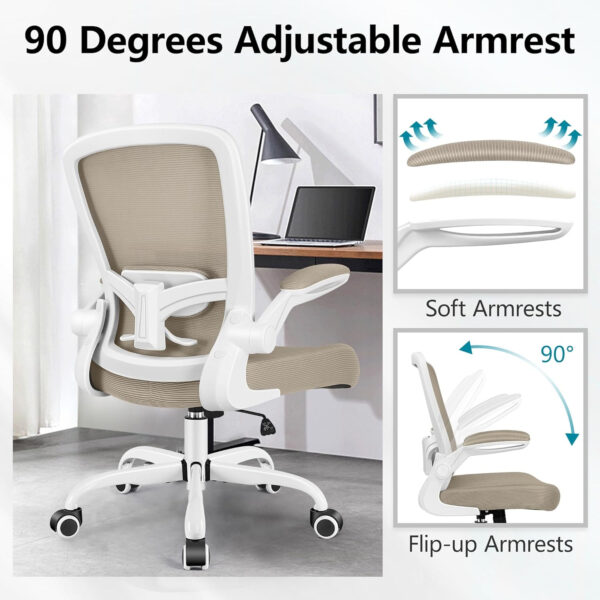 FelixKing Office Chair, Ergonomic Desk Chair Breathable Mesh Chairs with Adjustable High Back Lumbar Support Flip-up Armrests, Executive Swivel Comfy Task Computer Chairs for Home Office Black