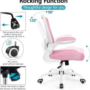 FelixKing Office Chair, Ergonomic Desk Chair Breathable Mesh Chairs with Adjustable High Back Lumbar Support Flip-up Armrests, Executive Swivel Comfy Task Computer Chairs for Home Office Black
