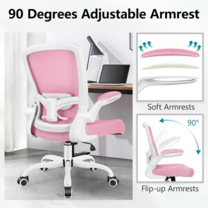 FelixKing Office Chair, Ergonomic Desk Chair Breathable Mesh Chairs with Adjustable High Back Lumbar Support Flip-up Armrests, Executive Swivel Comfy Task Computer Chairs for Home Office Black