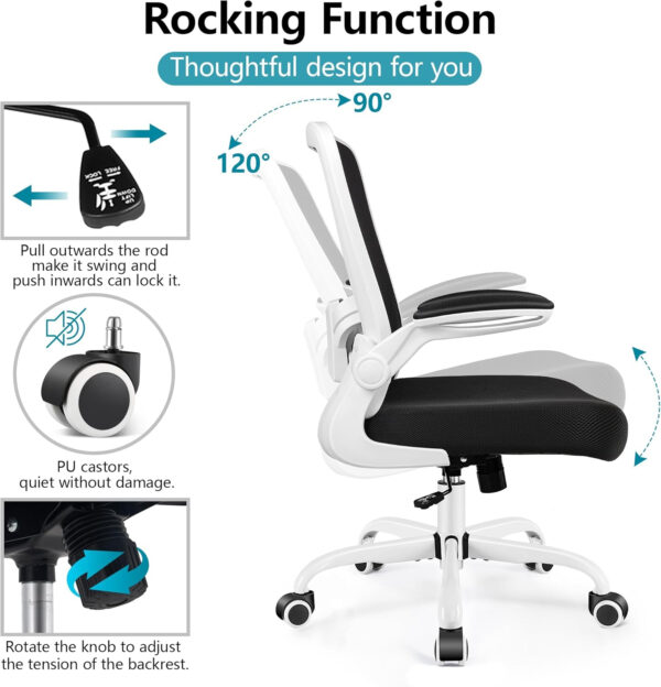 FelixKing Office Chair, Ergonomic Desk Chair Breathable Mesh Chairs with Adjustable High Back Lumbar Support Flip-up Armrests, Executive Swivel Comfy Task Computer Chairs for Home Office Black