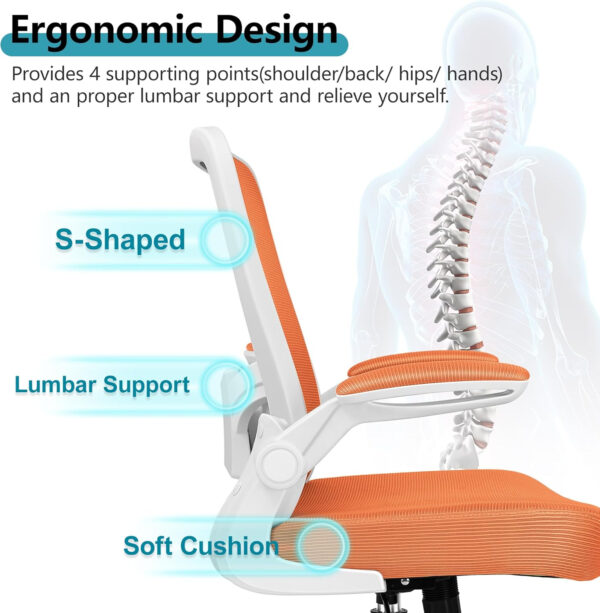 FelixKing Office Chair, Ergonomic Desk Chair Breathable Mesh Chairs with Adjustable High Back Lumbar Support Flip-up Armrests, Executive Swivel Comfy Task Computer Chairs for Home Office Black