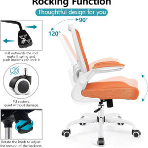 FelixKing Office Chair, Ergonomic Desk Chair Breathable Mesh Chairs with Adjustable High Back Lumbar Support Flip-up Armrests, Executive Swivel Comfy Task Computer Chairs for Home Office Black