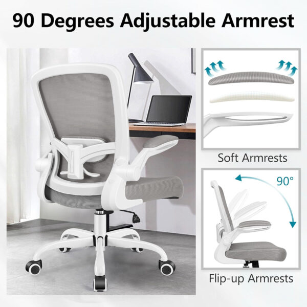 FelixKing Office Chair, Ergonomic Desk Chair Breathable Mesh Chairs with Adjustable High Back Lumbar Support Flip-up Armrests, Executive Swivel Comfy Task Computer Chairs for Home Office Black