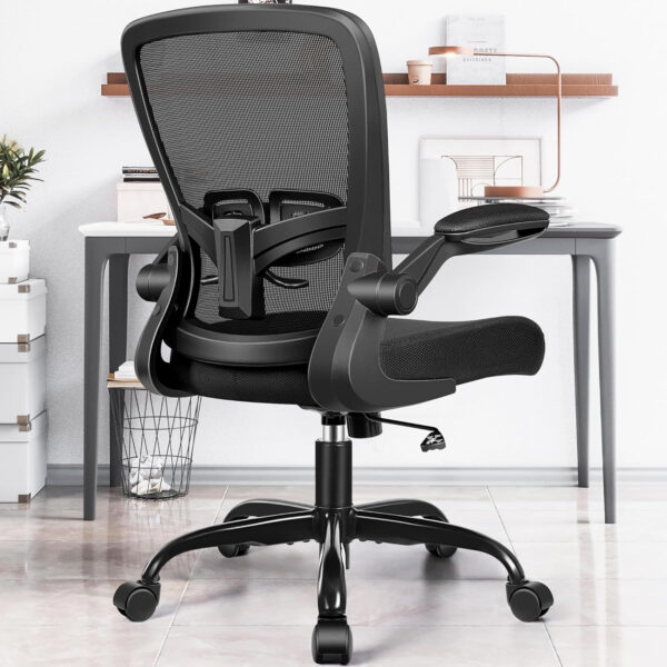 FelixKing Office Chair, Ergonomic Desk Chair with Adjustable Height and Lumbar Support Swivel Lumbar Support Desk Computer Chair with Flip up Armrests for Conference Room (Black)