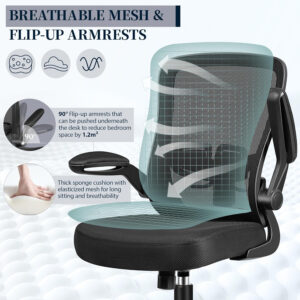 FelixKing Office Chair, Ergonomic Desk Chair with Adjustable Height and Lumbar Support Swivel Lumbar Support Desk Computer Chair with Flip up Armrests for Conference Room (Black)