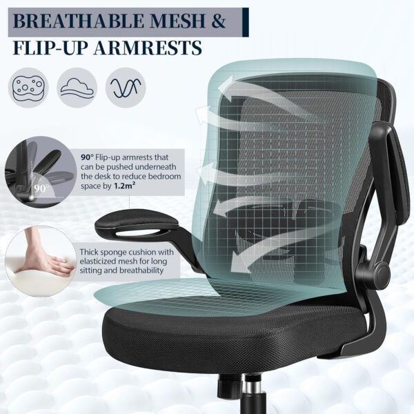 FelixKing Office Chair, Ergonomic Desk Chair with Adjustable Height and Lumbar Support Swivel Lumbar Support Desk Computer Chair with Flip up Armrests for Conference Room (Black)