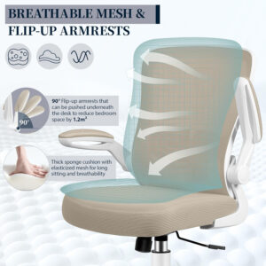 FelixKing Office Chair, Ergonomic Desk Chair with Adjustable Height and Lumbar Support Swivel Lumbar Support Desk Computer Chair with Flip up Armrests for Conference Room (Black)