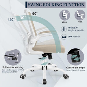 FelixKing Office Chair, Ergonomic Desk Chair with Adjustable Height and Lumbar Support Swivel Lumbar Support Desk Computer Chair with Flip up Armrests for Conference Room (Black)