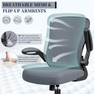 FelixKing Office Chair, Ergonomic Desk Chair with Adjustable Height and Lumbar Support Swivel Lumbar Support Desk Computer Chair with Flip up Armrests for Conference Room (Black)