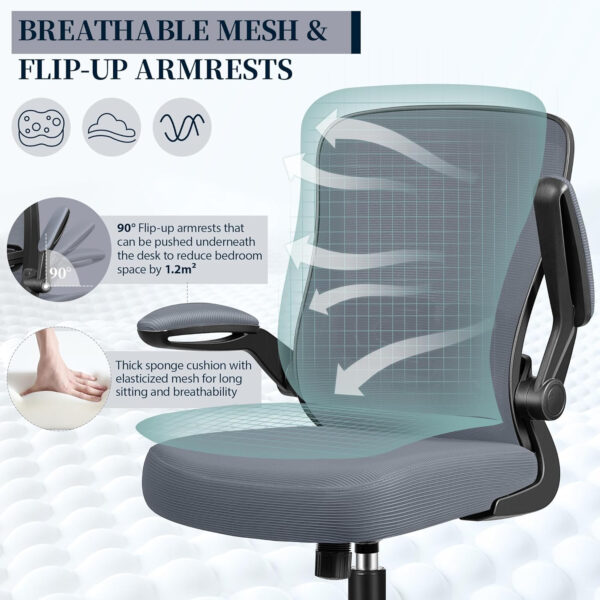 FelixKing Office Chair, Ergonomic Desk Chair with Adjustable Height and Lumbar Support Swivel Lumbar Support Desk Computer Chair with Flip up Armrests for Conference Room (Black)