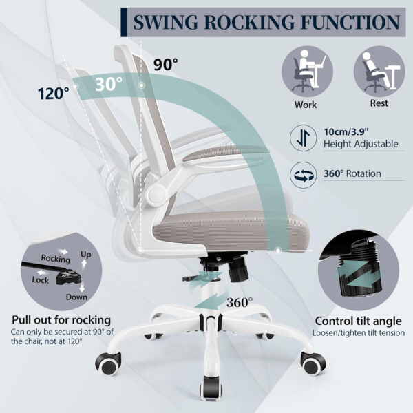 FelixKing Office Chair, Ergonomic Desk Chair with Adjustable Height and Lumbar Support Swivel Lumbar Support Desk Computer Chair with Flip up Armrests for Conference Room (Black)