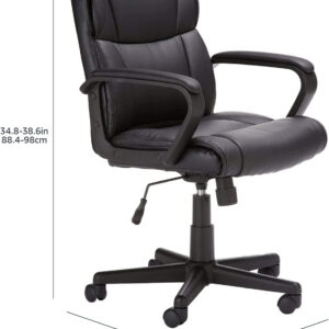 Amazon Basics Office Computer Task Desk Chair with Padded Armrests, Mid-Back, Adjustable, 360 Swivel, Rolling, 275 Pound Capacity, 24"D x 24.2"W x 34.8"H, BIFMA Certified, Dark Brown Faux Leather