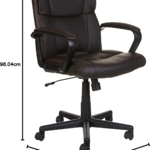 Amazon Basics Office Computer Task Desk Chair with Padded Armrests, Mid-Back, Adjustable, 360 Swivel, Rolling, 275 Pound Capacity, 24"D x 24.2"W x 34.8"H, BIFMA Certified, Dark Brown Faux Leather