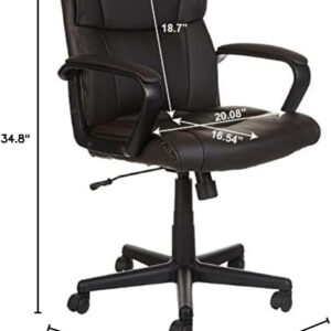 Amazon Basics Office Computer Task Desk Chair with Padded Armrests, Mid-Back, Adjustable, 360 Swivel, Rolling, 275 Pound Capacity, 24"D x 24.2"W x 34.8"H, BIFMA Certified, Dark Brown Faux Leather