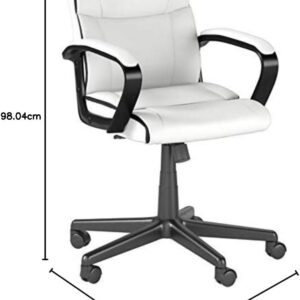 Amazon Basics Office Computer Task Desk Chair with Padded Armrests, Mid-Back, Adjustable, 360 Swivel, Rolling, 275 Pound Capacity, 24"D x 24.2"W x 34.8"H, BIFMA Certified, Dark Brown Faux Leather