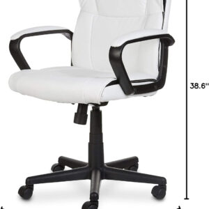 Amazon Basics Office Computer Task Desk Chair with Padded Armrests, Mid-Back, Adjustable, 360 Swivel, Rolling, 275 Pound Capacity, 24"D x 24.2"W x 34.8"H, BIFMA Certified, Dark Brown Faux Leather