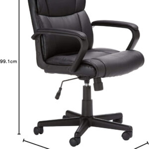 Amazon Basics Office Computer Task Desk Chair with Padded Armrests, Mid-Back, Adjustable, 360 Swivel, Rolling, 275 Pound Capacity, 24"D x 24.2"W x 34.8"H, BIFMA Certified, Dark Brown Faux Leather