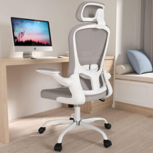 Office Chair, High Back Ergonomic Desk Chair, Breathable Mesh Desk Chair with Adjustable Lumbar Support and Headrest, Swivel Task Chair with flip-up Armrests, Executive Chair for Home Office