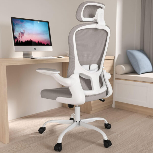 Office Chair, High Back Ergonomic Desk Chair, Breathable Mesh Desk Chair with Adjustable Lumbar Support and Headrest, Swivel Task Chair with flip-up Armrests, Executive Chair for Home Office