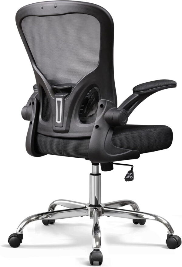 DEVAISE Office Chair Ergonomic Computer Desk Chair with Flip-up Armrests, Comfy Mesh with Adjustable Lumbar Support, White