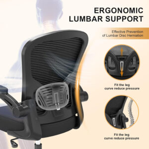 Office Chair, Ergonomic Desk Chairs 330LBS Capacity High Back Mesh Computer Chair with Flip-up Armrests, Comfy Work Chair with Adjustable Lumbar Support, Rolling Chair