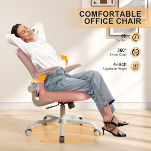 Office Chair, Ergonomic Desk Chairs 330LBS Capacity High Back Mesh Computer Chair with Flip-up Armrests, Comfy Work Chair with Adjustable Lumbar Support, Rolling Chair