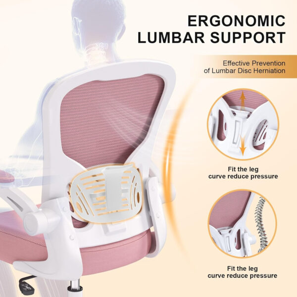 Office Chair, Ergonomic Desk Chairs 330LBS Capacity High Back Mesh Computer Chair with Flip-up Armrests, Comfy Work Chair with Adjustable Lumbar Support, Rolling Chair