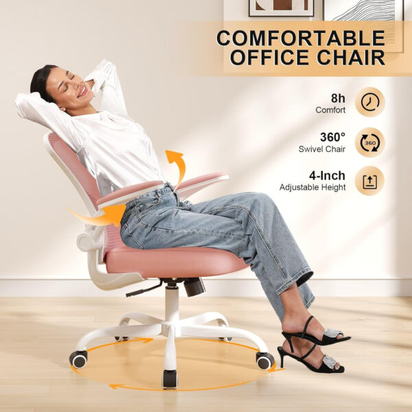 Office Chair, Ergonomic Desk Chairs 330LBS Capacity High Back Mesh Computer Chair with Flip-up Armrests, Comfy Work Chair with Adjustable Lumbar Support, Rolling Chair