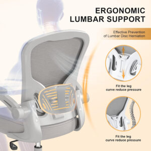 Office Chair, Ergonomic Desk Chairs 330LBS Capacity High Back Mesh Computer Chair with Flip-up Armrests, Comfy Work Chair with Adjustable Lumbar Support, Rolling Chair