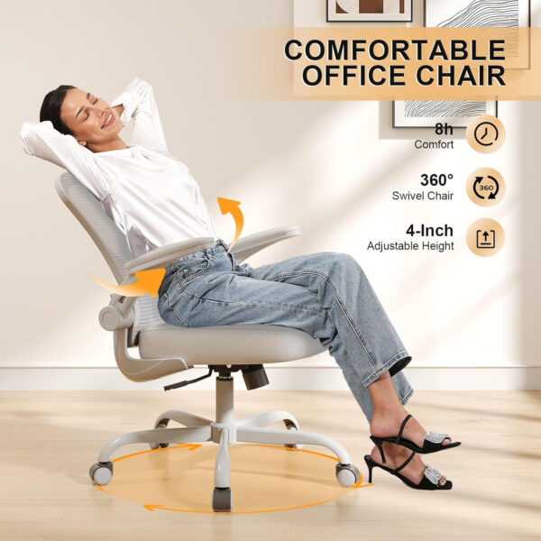 Office Chair, Ergonomic Desk Chairs 330LBS Capacity High Back Mesh Computer Chair with Flip-up Armrests, Comfy Work Chair with Adjustable Lumbar Support, Rolling Chair