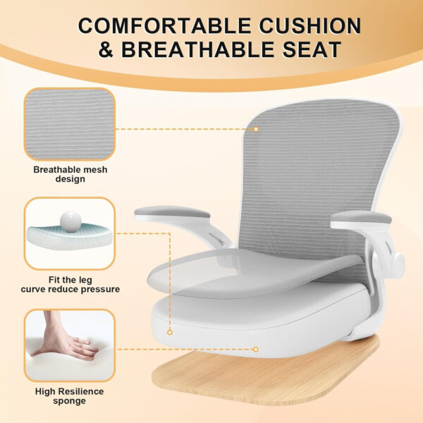 Office Chair, Ergonomic Desk Chairs 330LBS Capacity High Back Mesh Computer Chair with Flip-up Armrests, Comfy Work Chair with Adjustable Lumbar Support, Rolling Chair