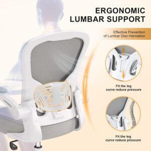 Office Chair, Ergonomic Desk Chairs 330LBS Capacity High Back Mesh Computer Chair with Flip-up Armrests, Comfy Work Chair with Adjustable Lumbar Support, Rolling Chair