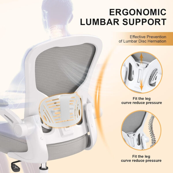 Office Chair, Ergonomic Desk Chairs 330LBS Capacity High Back Mesh Computer Chair with Flip-up Armrests, Comfy Work Chair with Adjustable Lumbar Support, Rolling Chair