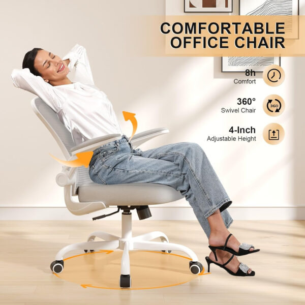 Office Chair, Ergonomic Desk Chairs 330LBS Capacity High Back Mesh Computer Chair with Flip-up Armrests, Comfy Work Chair with Adjustable Lumbar Support, Rolling Chair