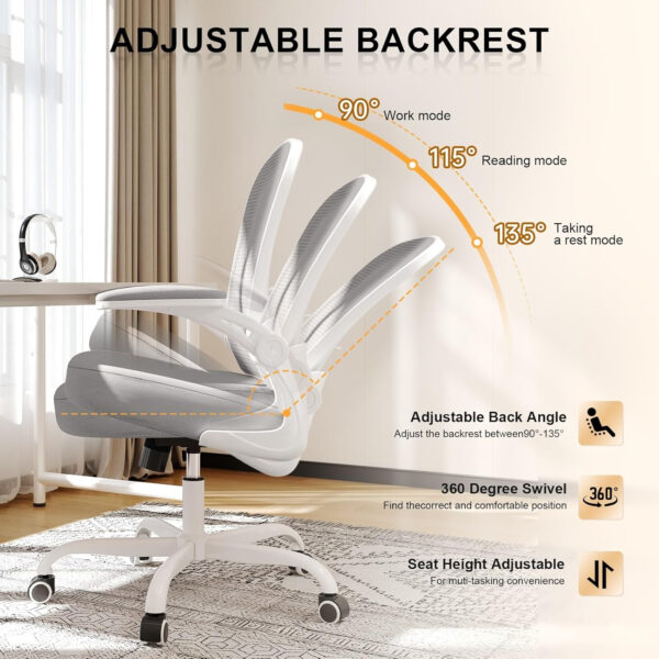 Office Chair, Ergonomic Desk Chairs 330LBS Capacity High Back Mesh Computer Chair with Flip-up Armrests, Comfy Work Chair with Adjustable Lumbar Support, Rolling Chair