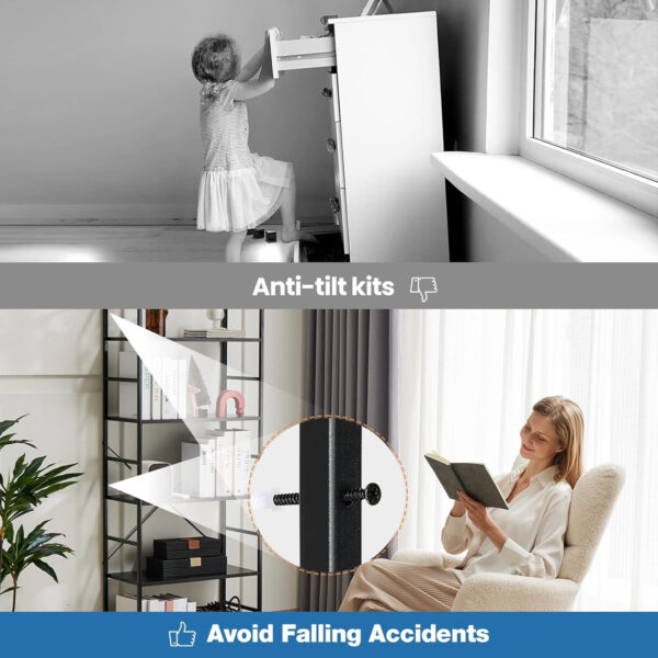 DUMOS 5 Tiers Bookshelf, Classical Modern Book Shelf, Tall Display Shelves in Living Room/Home/Office, Storage Organizer for CDs/Books/Movies, Rustic Brown