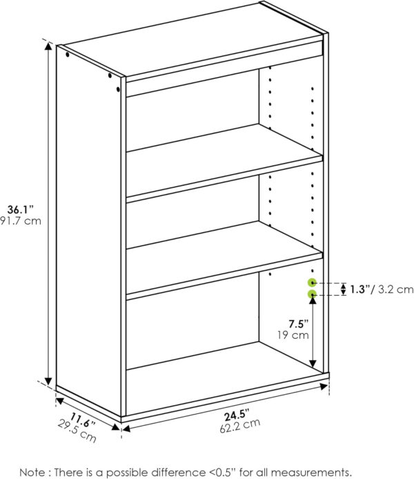 6887442e2059a30d6666781aa1856e3c07c0bc08ce5ae8d33cb46.jpg Furinno Pasir 3-Tier Open Shelf Bookcase, Plain White