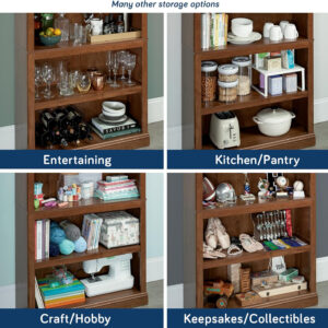 Sauder Miscellaneous Storage 5 Split Bookcase/Book Shelf, L: 35.28" x W: 13.23" x H: 69.76", Oiled Oak finish