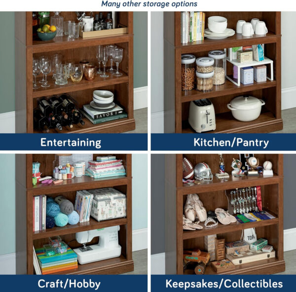 Sauder Miscellaneous Storage 5 Split Bookcase/Book Shelf, L: 35.28" x W: 13.23" x H: 69.76", Oiled Oak finish