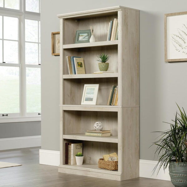 Sauder Miscellaneous Storage 5 Split Bookcase/Book Shelf, L: 35.28" x W: 13.23" x H: 69.76", Oiled Oak finish