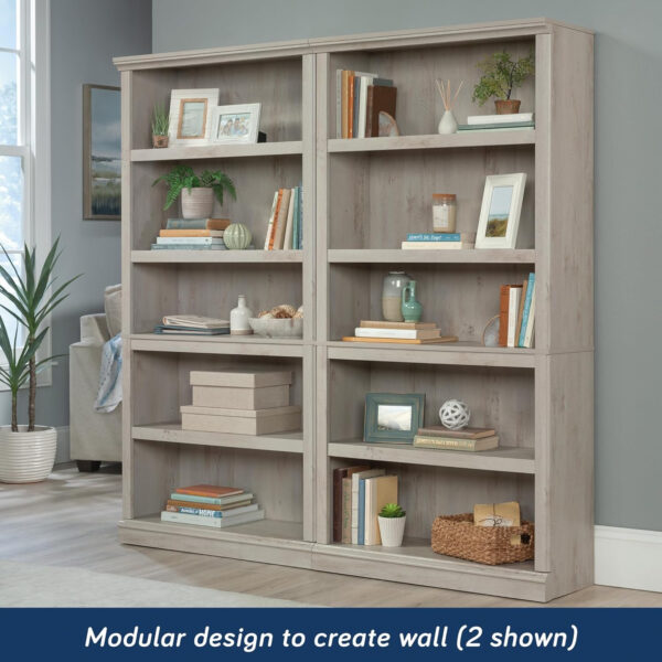 Sauder Miscellaneous Storage 5 Split Bookcase/Book Shelf, L: 35.28" x W: 13.23" x H: 69.76", Oiled Oak finish