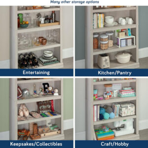 Sauder Miscellaneous Storage 5 Split Bookcase/Book Shelf, L: 35.28" x W: 13.23" x H: 69.76", Oiled Oak finish