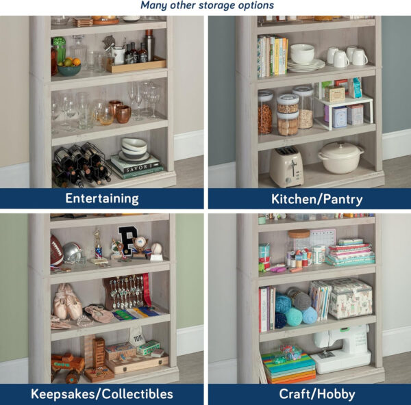 Sauder Miscellaneous Storage 5 Split Bookcase/Book Shelf, L: 35.28" x W: 13.23" x H: 69.76", Oiled Oak finish