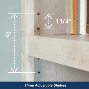 Sauder Miscellaneous Storage 5 Split Bookcase/Book Shelf, L: 35.28" x W: 13.23" x H: 69.76", Oiled Oak finish