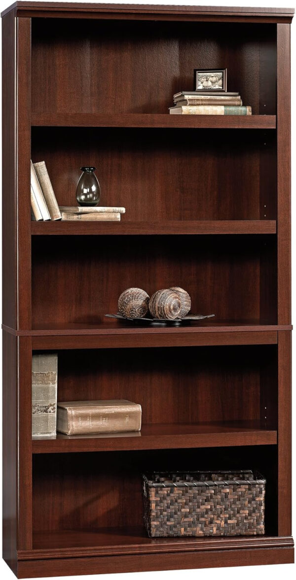 Sauder Miscellaneous Storage 5 Split Bookcase/Book Shelf, L: 35.28" x W: 13.23" x H: 69.76", Oiled Oak finish